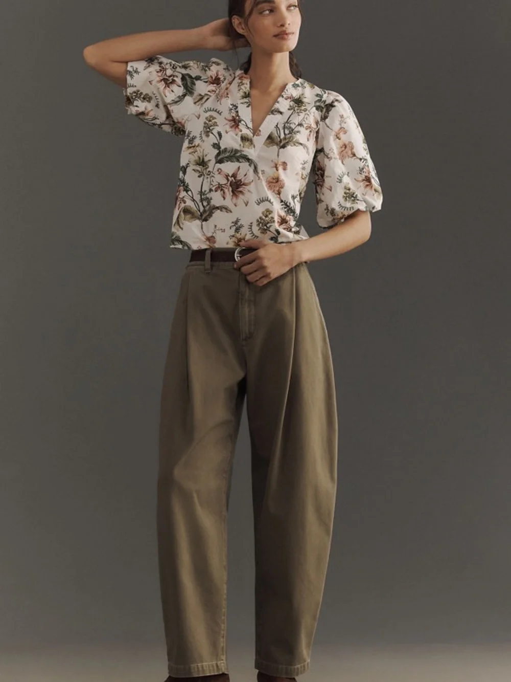 NWT Anthropologie V-Neck Puff-Sleeve Popover Blouse